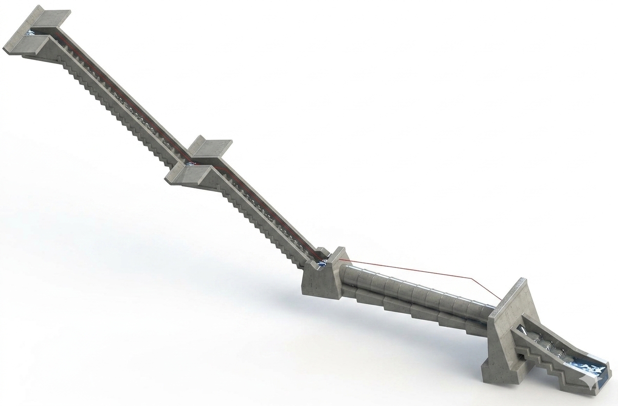 Phối cảnh 3D cống kết hợp rãnh cơ tường chắn